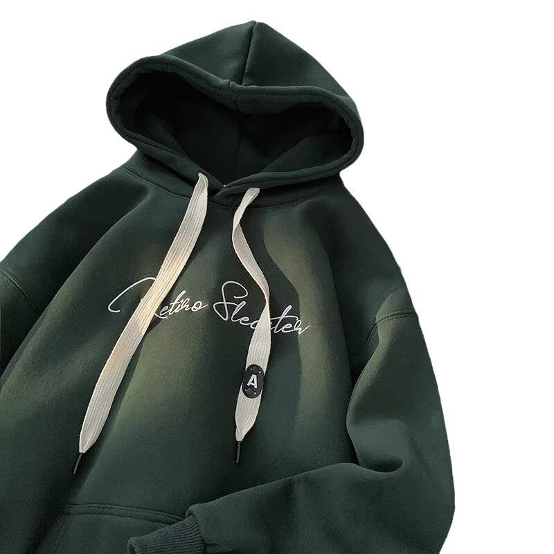 Casual Loose Men's Hoodie Sweatshirt Hong Kong Style Letter Print Autumn Winter New Trendy Brand Streetwear Polyester Fiber - view 5