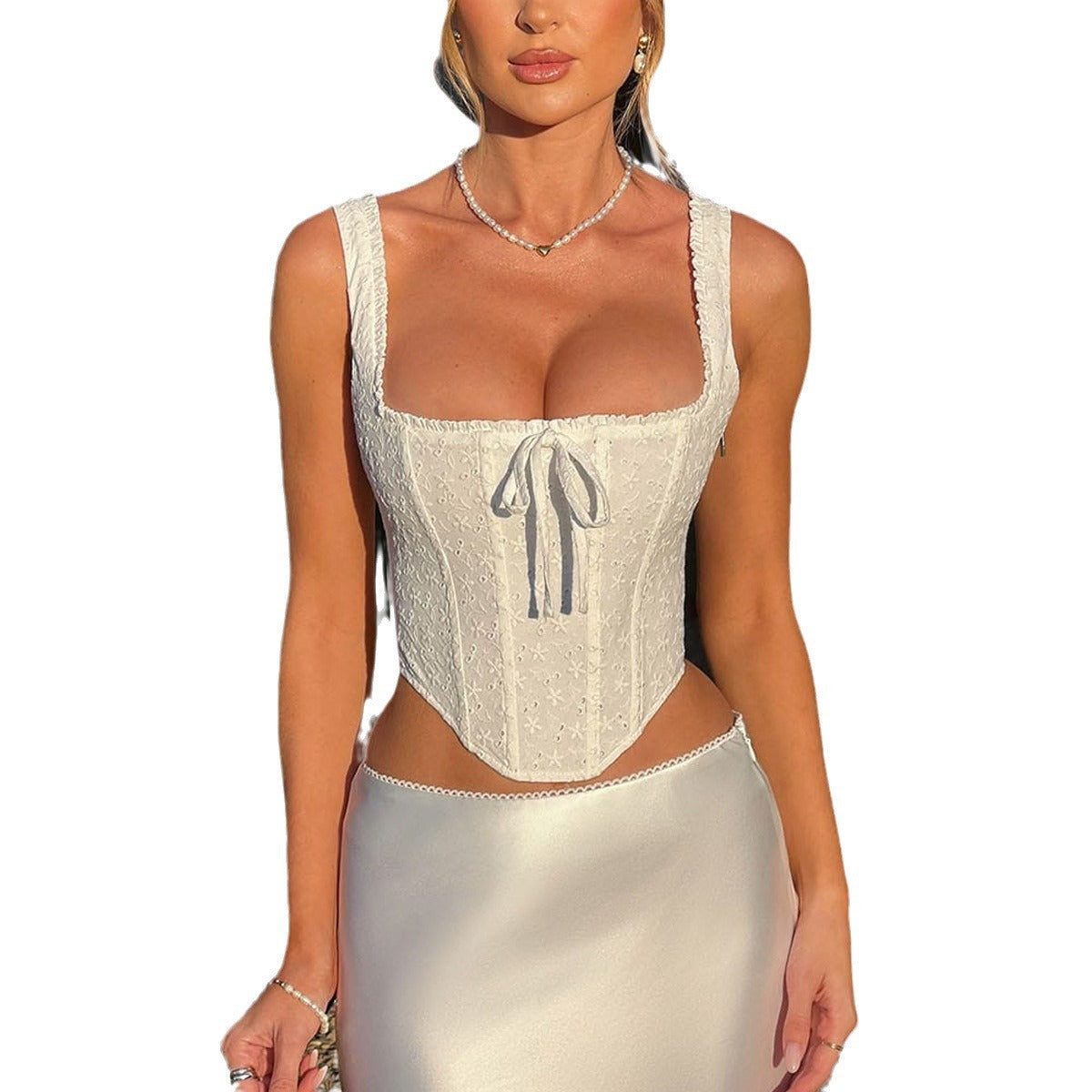 Sexy European Style Women's Top Strapless Fishbone Shaping Bandage Backless Square Collar Sleeveless Vest Trendy Streetwear - view 5