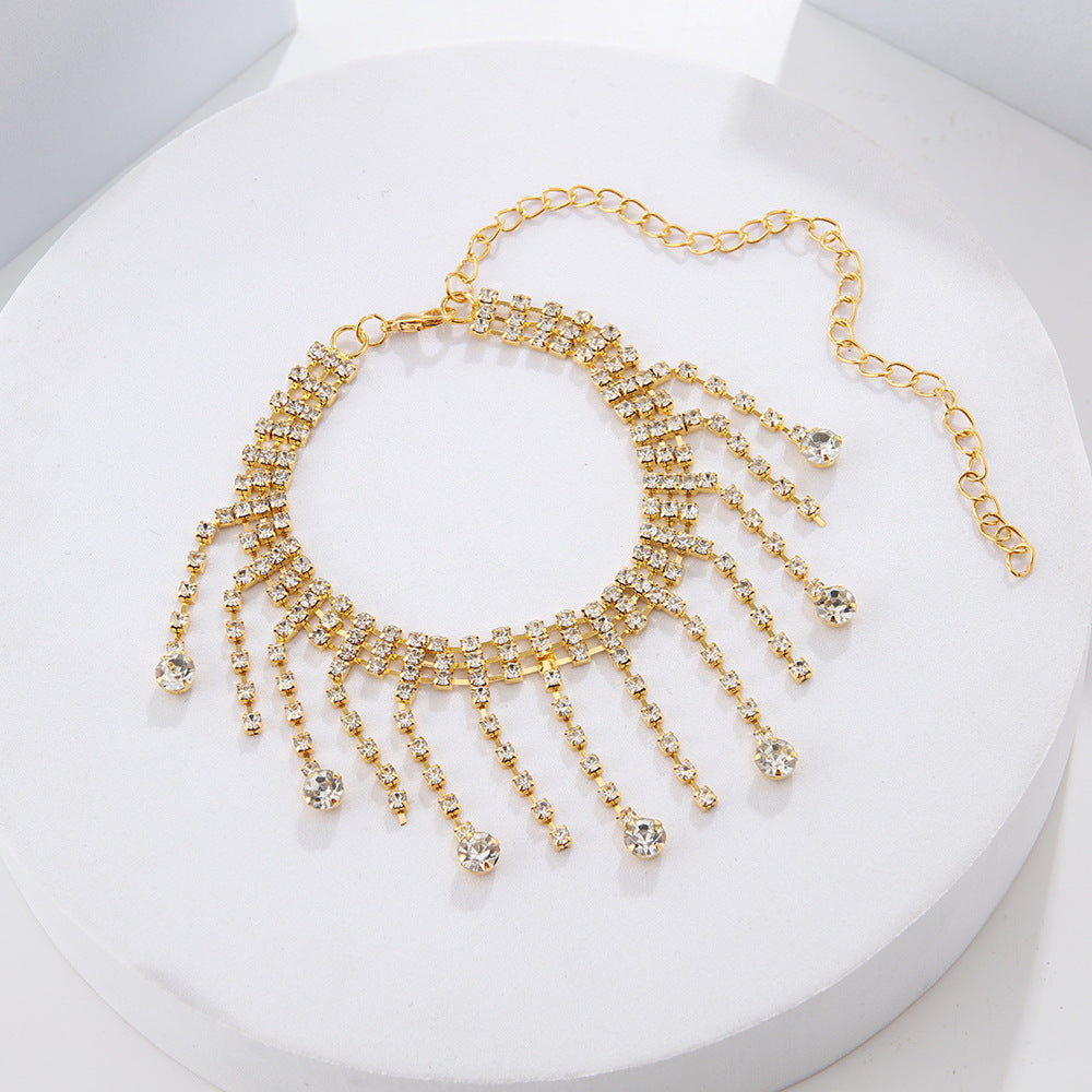 Hot Selling Tassel Anklet Women's Summer Beach Simple Double Layer Waterdrop Shaped Pendant Anklet - view 4