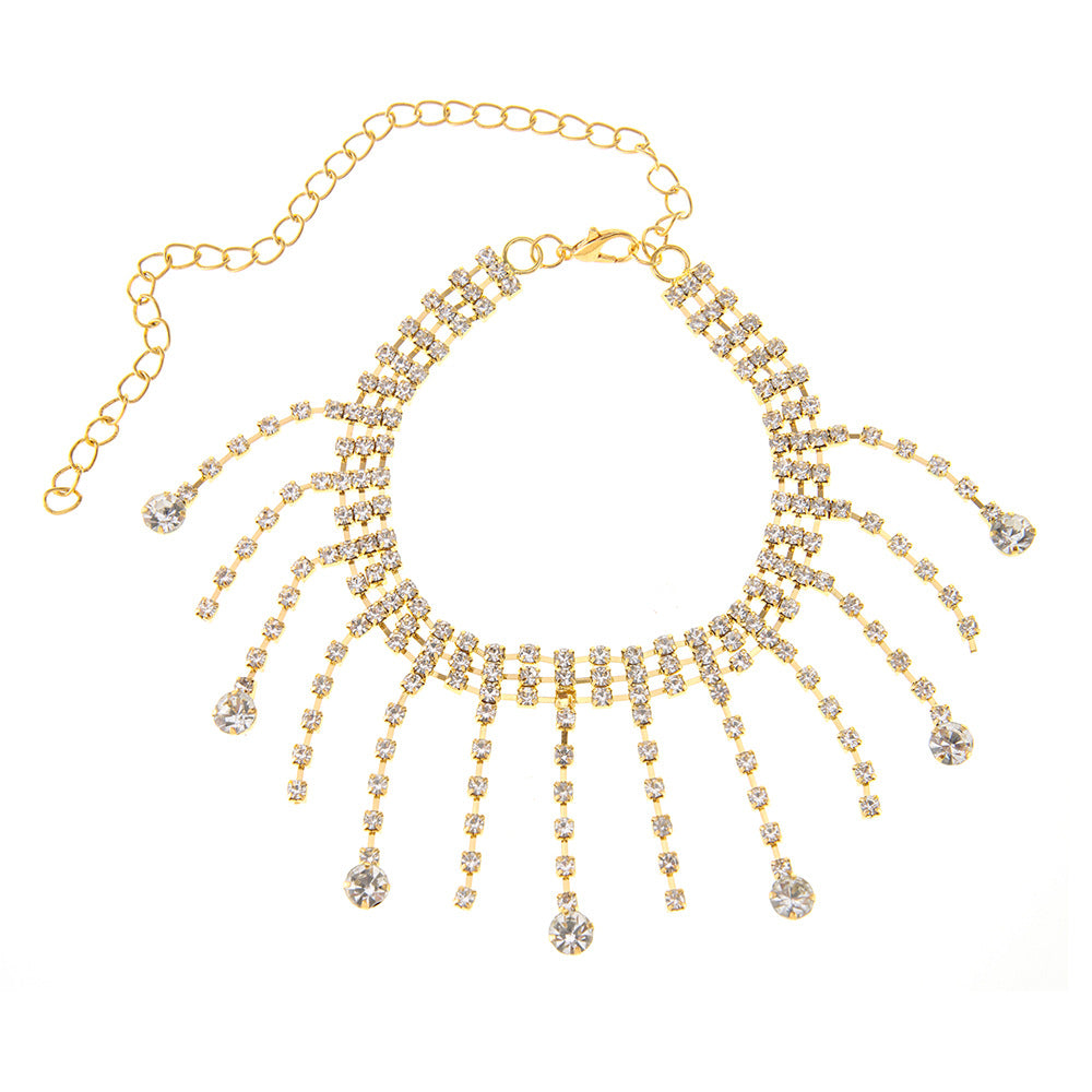 Hot Selling Tassel Anklet Women's Summer Beach Simple Double Layer Waterdrop Shaped Pendant Anklet - view 5