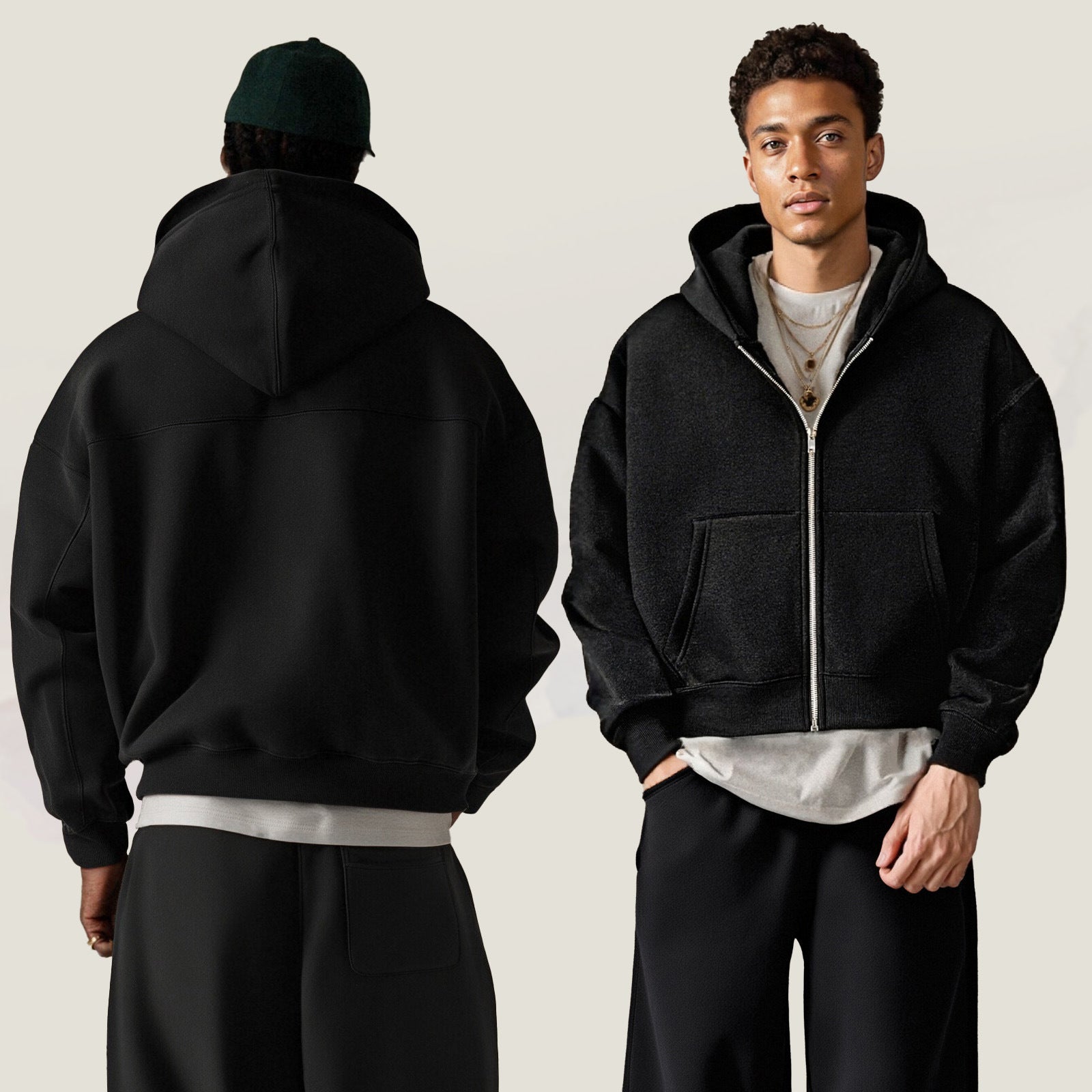 ETAI Men's Hoodie Sweatshirt Thickened Casual Wear Spring Autumn Season Round Neck Long Sleeve Loose Fit Sporty Style - view 3