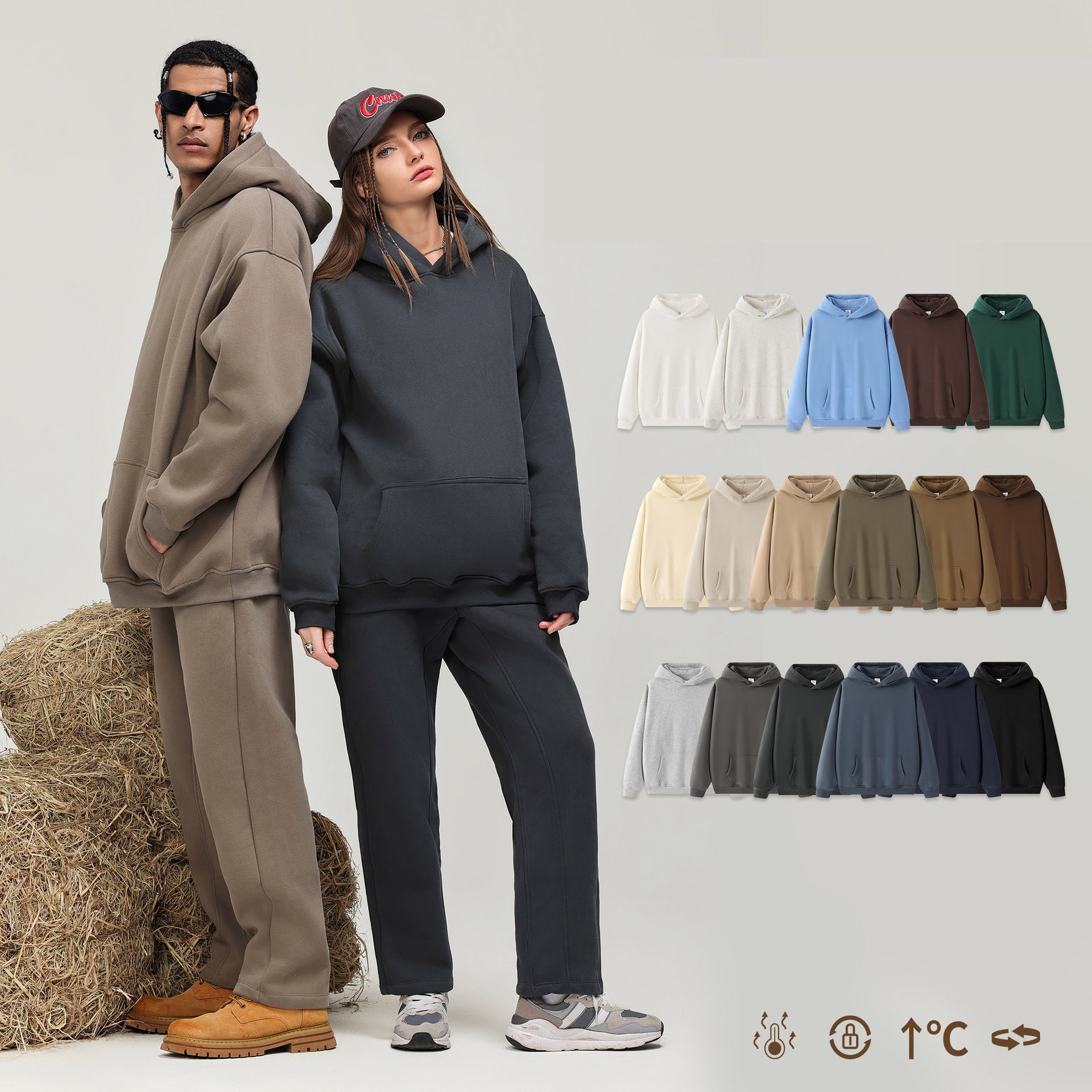 Wholesale Men's Casual Preppy Style Simple Style Solid Color Long Sleeve Men's Hoodies - front view