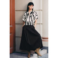 Fashionable Casual Animal Print Women's Top Elegant Zipper Closure Polyester Short Sleeve Seven-Quarter Length Pure Color - front view