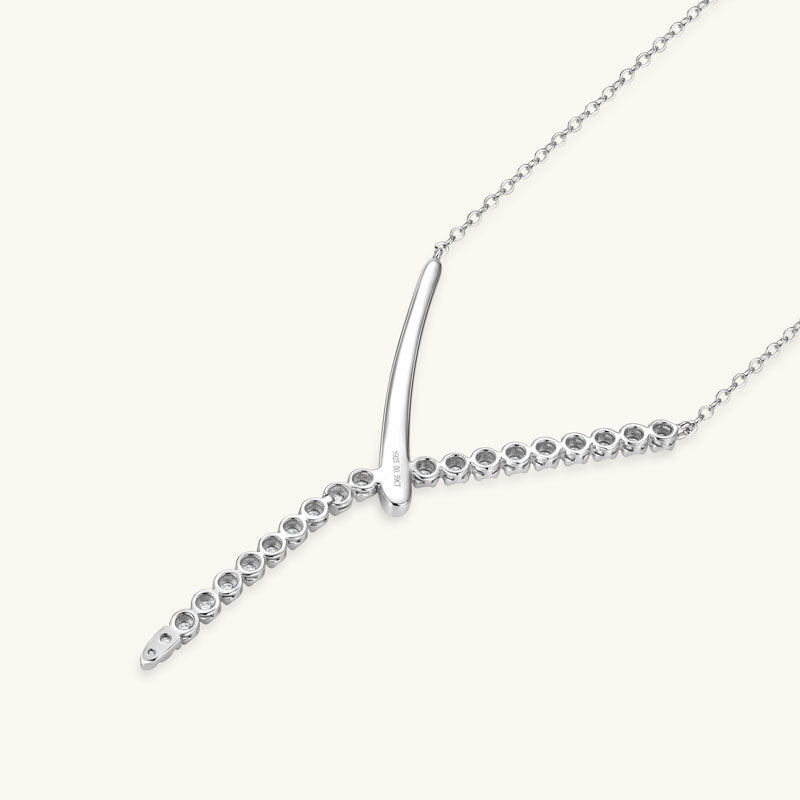 Unique Y-Shaped Moissanite Necklace Geometric Simple Design Sterling Silver Pendant High-End Luxury Necklace Women's Applicable Pendant Necklace - view 2