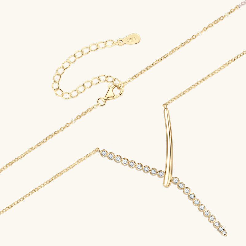 Unique Y-Shaped Moissanite Necklace Geometric Simple Design Sterling Silver Pendant High-End Luxury Necklace Women's Applicable Pendant Necklace - view 3