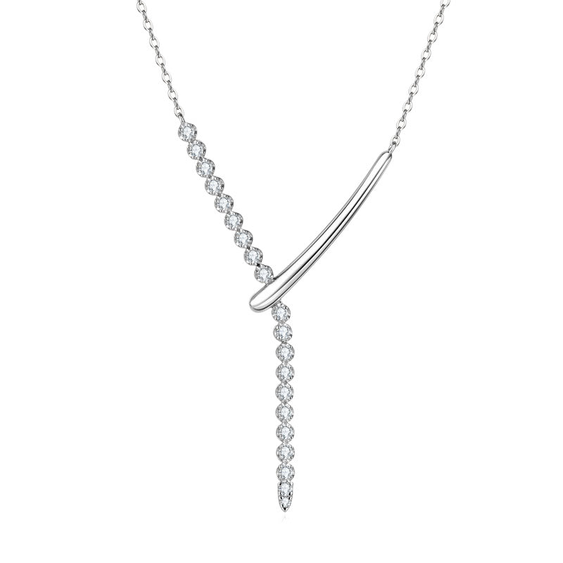 Unique Y-Shaped Moissanite Necklace Geometric Simple Design Sterling Silver Pendant High-End Luxury Necklace Women's Applicable Pendant Necklace - view 5