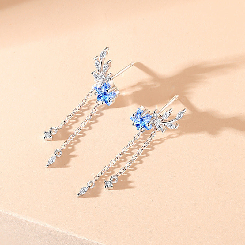 Natural Color Wheat Earrings Women's Forest Ins Style Summer All-Matching Tassel Earrings High-Grade Zircon Meteor Earrings - view 2