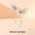 Natural Color Wheat Earrings Women's Forest Ins Style Summer All-Matching Tassel Earrings High-Grade Zircon Meteor Earrings - front view