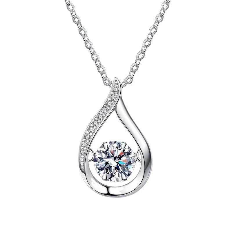 Elegant Sterling Silver S925 Drop-Shaped Necklace For Women All Match Luxury Sense Moissanite Pendant Pendant Necklace Jewelry Accessories - view 2