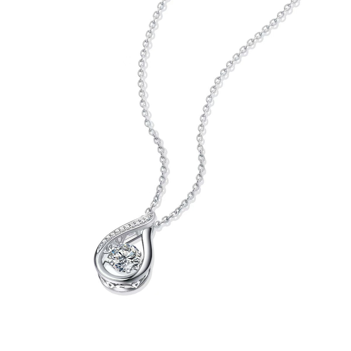 Elegant Sterling Silver S925 Drop-Shaped Necklace For Women All Match Luxury Sense Moissanite Pendant Pendant Necklace Jewelry Accessories - view 3