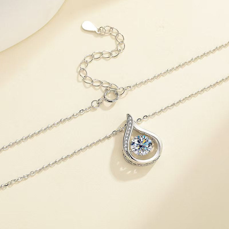 Elegant Sterling Silver S925 Drop-Shaped Necklace For Women All Match Luxury Sense Moissanite Pendant Pendant Necklace Jewelry Accessories - view 4