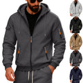 Loose Men's Hoodie Sweatshirt With Arm Pockets Zipper Closure Casual Sporty Oversize Comfortable Autumn Winter Outerwear - front view