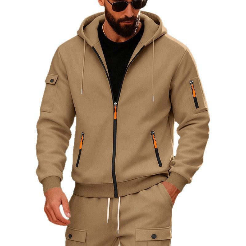 Loose Men's Hoodie Sweatshirt With Arm Pockets Zipper Closure Casual Sporty Oversize Comfortable Autumn Winter Outerwear - view 2
