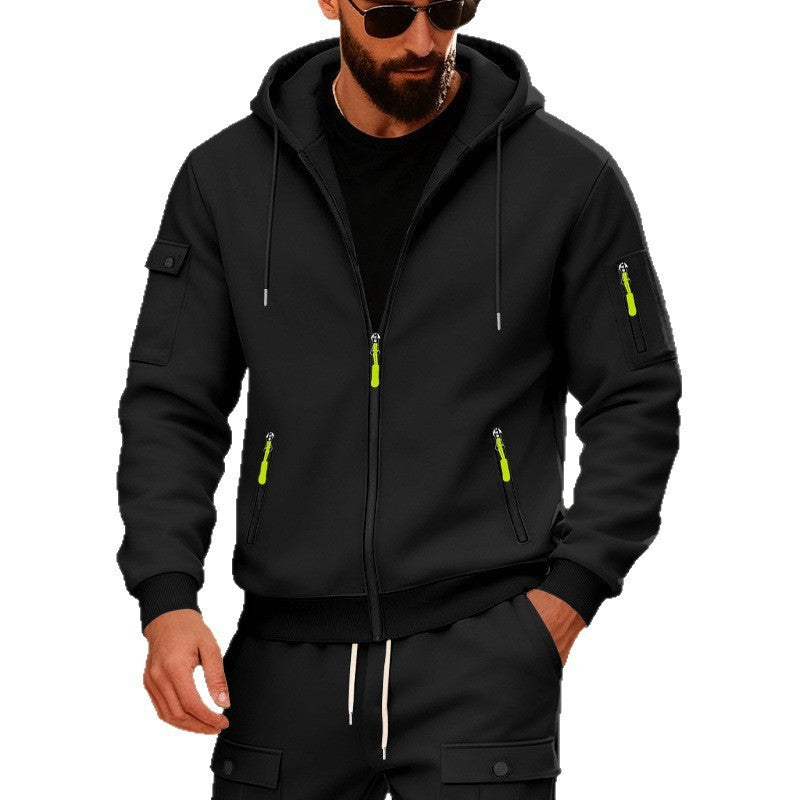 Loose Men's Hoodie Sweatshirt With Arm Pockets Zipper Closure Casual Sporty Oversize Comfortable Autumn Winter Outerwear - view 3