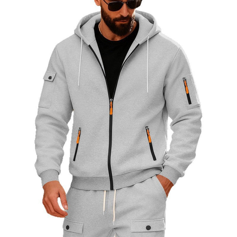 Loose Men's Hoodie Sweatshirt With Arm Pockets Zipper Closure Casual Sporty Oversize Comfortable Autumn Winter Outerwear - view 4