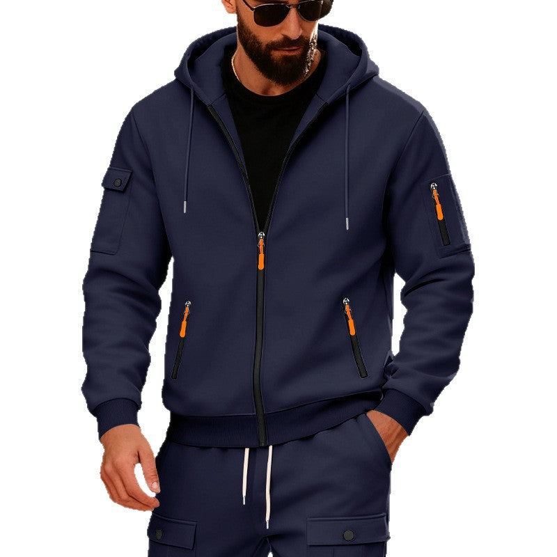 Loose Men's Hoodie Sweatshirt With Arm Pockets Zipper Closure Casual Sporty Oversize Comfortable Autumn Winter Outerwear - view 5