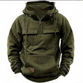 Retro American Men's Hoodie Pure Color Sweatshirt Long Sleeve Autumn Winter Youth Outerwear Casual Loose Fit Zipper Closure - front view