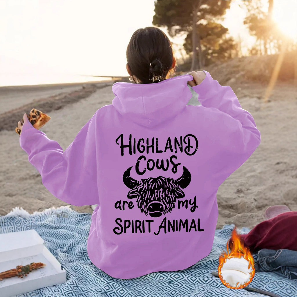 Casual Hoodie Sweatshirt With Western Cowboy Letter Print Long Sleeve Women's Top Street Style Loose Fit Printed Cotton Polyester - front view
