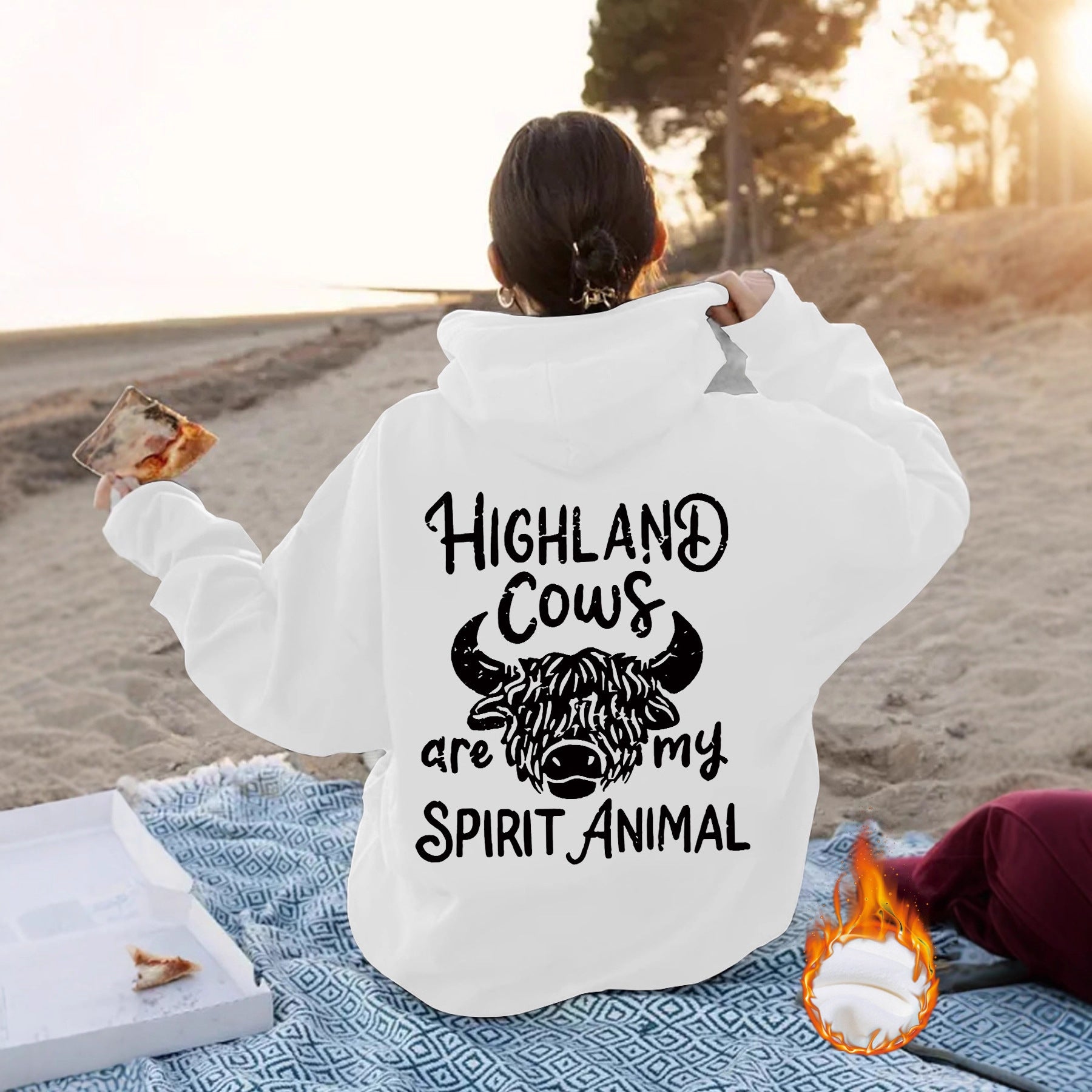 Casual Hoodie Sweatshirt With Western Cowboy Letter Print Long Sleeve Women's Top Street Style Loose Fit Printed Cotton Polyester - view 2