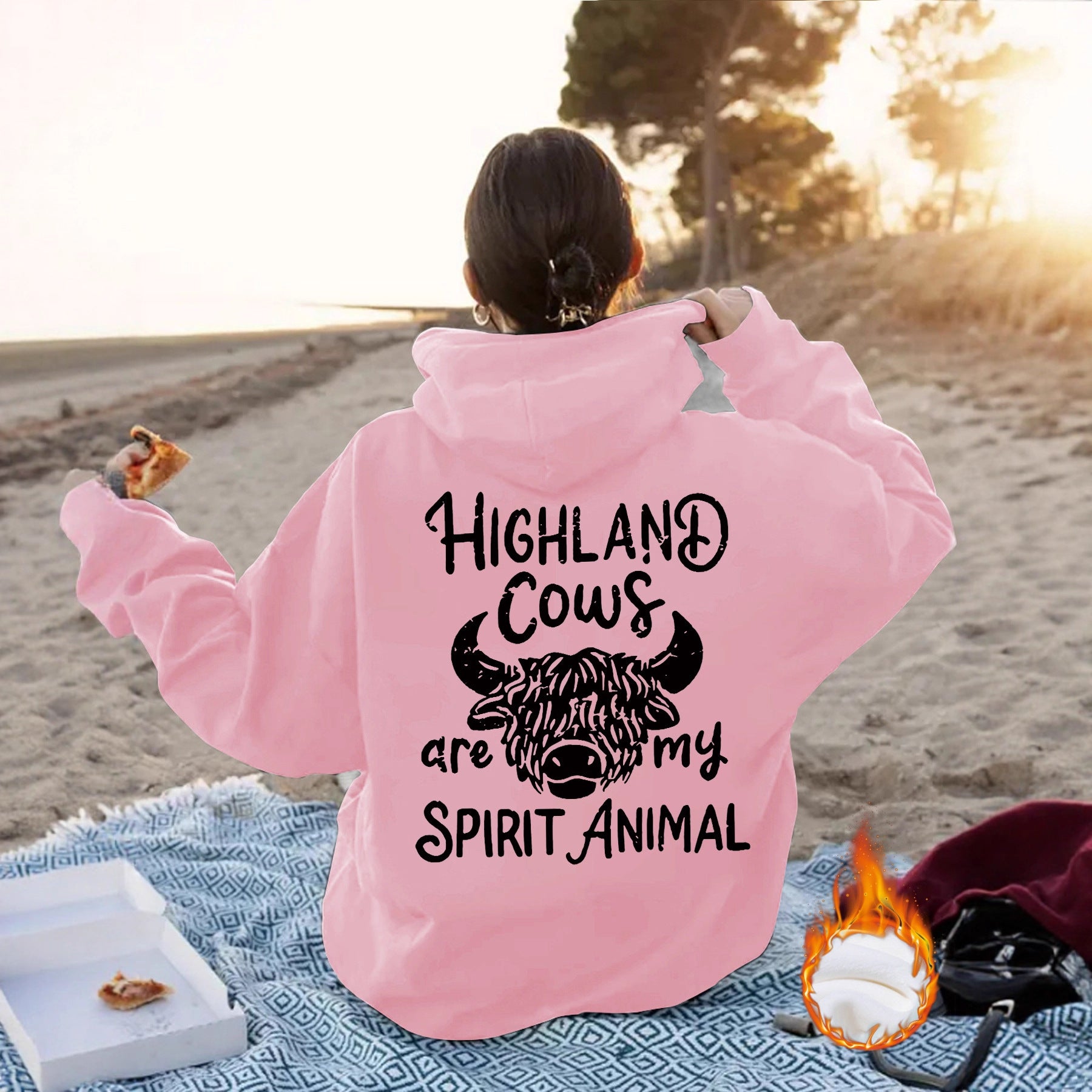 Casual Hoodie Sweatshirt With Western Cowboy Letter Print Long Sleeve Women's Top Street Style Loose Fit Printed Cotton Polyester - view 3