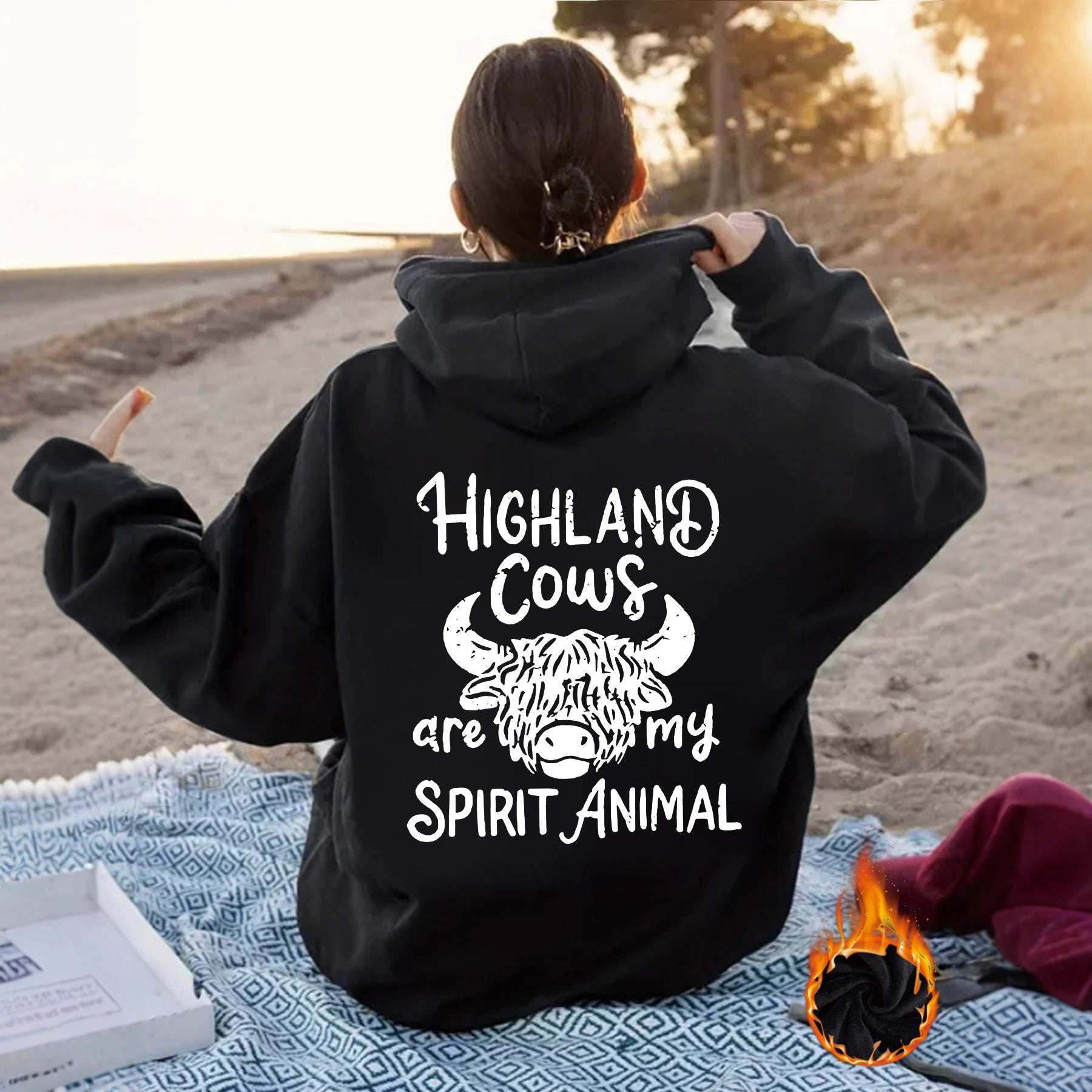 Casual Hoodie Sweatshirt With Western Cowboy Letter Print Long Sleeve Women's Top Street Style Loose Fit Printed Cotton Polyester - view 4