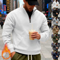 American Style Fleece Lined Men's Sweatshirt Casual Loose Zipper Pocket Heavyweight Men's Hoodie Winter Comfortable Streetwear - front view