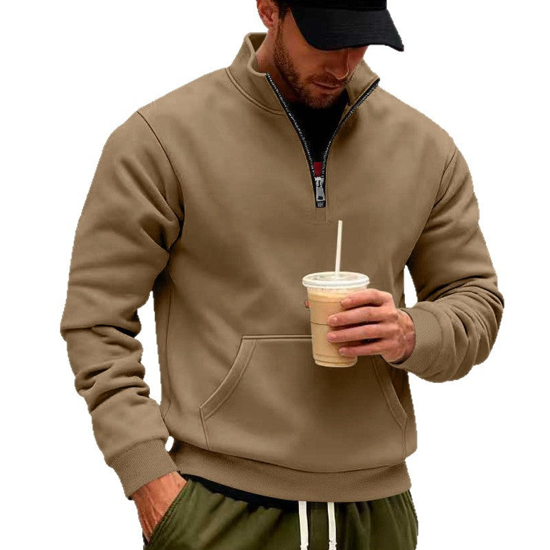 American Style Fleece Lined Men's Sweatshirt Casual Loose Zipper Pocket Heavyweight Men's Hoodie Winter Comfortable Streetwear - view 5