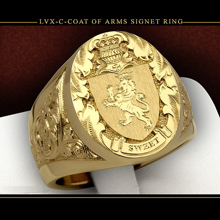 Three Heroes Fashionable Dominant Men's Ring Set Accessories Hot Selling Men's Rings Geometric Pattern Alloy Ins Style Electroplated - view 2