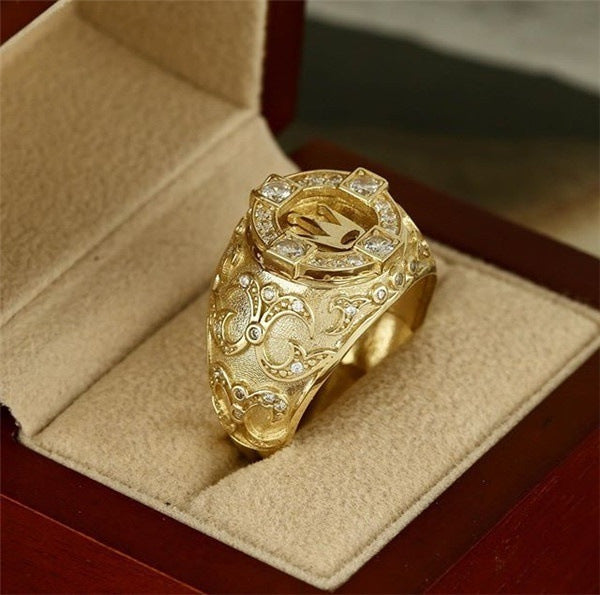 Three Heroes Fashionable Dominant Men's Ring Set Accessories Hot Selling Men's Rings Geometric Pattern Alloy Ins Style Electroplated - view 3