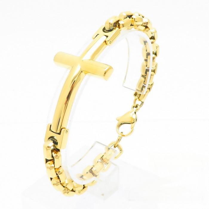 Men's Bracelet Personality Trendy Men's Stainless Steel Wrist Accessory Cross Men's Bracelet High-End Feel - front view
