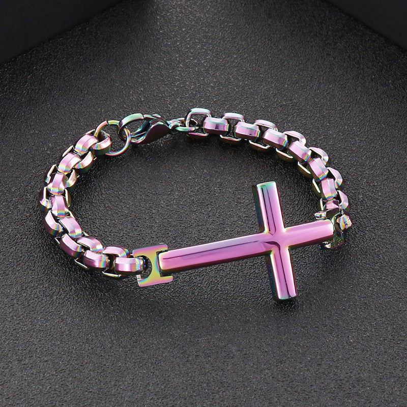 Men's Bracelet Personality Trendy Men's Stainless Steel Wrist Accessory Cross Men's Bracelet High-End Feel - view 2