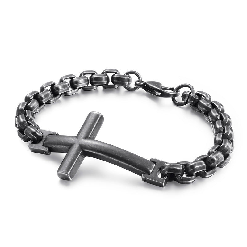 Men's Bracelet Personality Trendy Men's Stainless Steel Wrist Accessory Cross Men's Bracelet High-End Feel - view 5