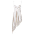 Elegant Asymmetrical Lace Silk Satin Women's Dress European Fashion Holiday Style Print Maxi Gown Sleeveless Off-Shoulder - view 2