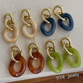 French Style High-Grade Geometric Acrylic Pendant Earrings For Women Exaggerated Hong Kong Style Retro Affordable Luxury Fashionable Plated 14K Real Gold Ear Studs Earrings - front view