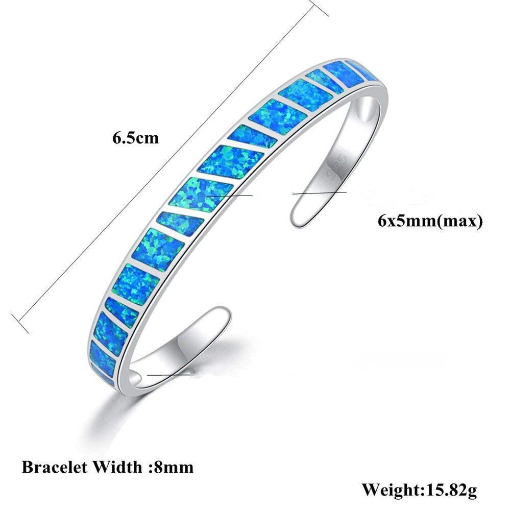 Blue Stripe Opal Bracelet Block Pattern Hawaiian Style Hand Ring Jewelry Engraved Copper Fairy Wind Encrusted With Gemstones - view 2