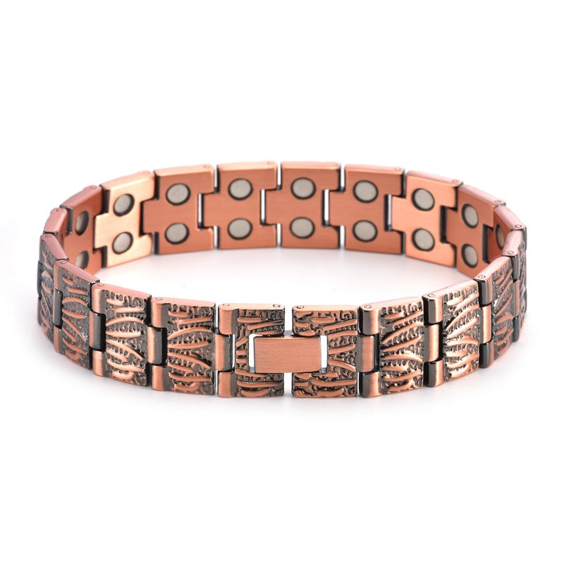 Vintage Fashion Pure Red Copper Bracelet Men's Magnetic Detachable Pattern Bracelet Magnetic Therapy High-End Feeling Bracelet Jewelry - view 5