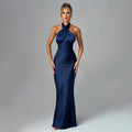 Elegant Backless Sleeveless Summer Dress Fashionable European Style Ankle-Length Gown Women's Dress Stylish High Street Look - front view