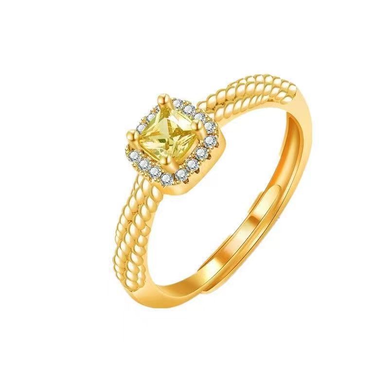 Trendy Combination Stacking Rings Women's Single Open Finger Ring Luxury Guard Heart Ring Geometric Pattern Copper Alloy - view 2