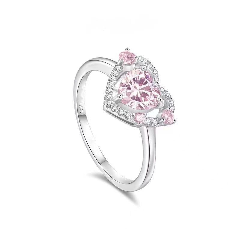 Trendy Combination Stacking Rings Women's Single Open Finger Ring Luxury Guard Heart Ring Geometric Pattern Copper Alloy - view 3