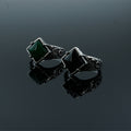 Stainless Steel Agate Diamond Ring Men's Red Agate Green Agate Ring Simple Personality  Fashion Rings - front view
