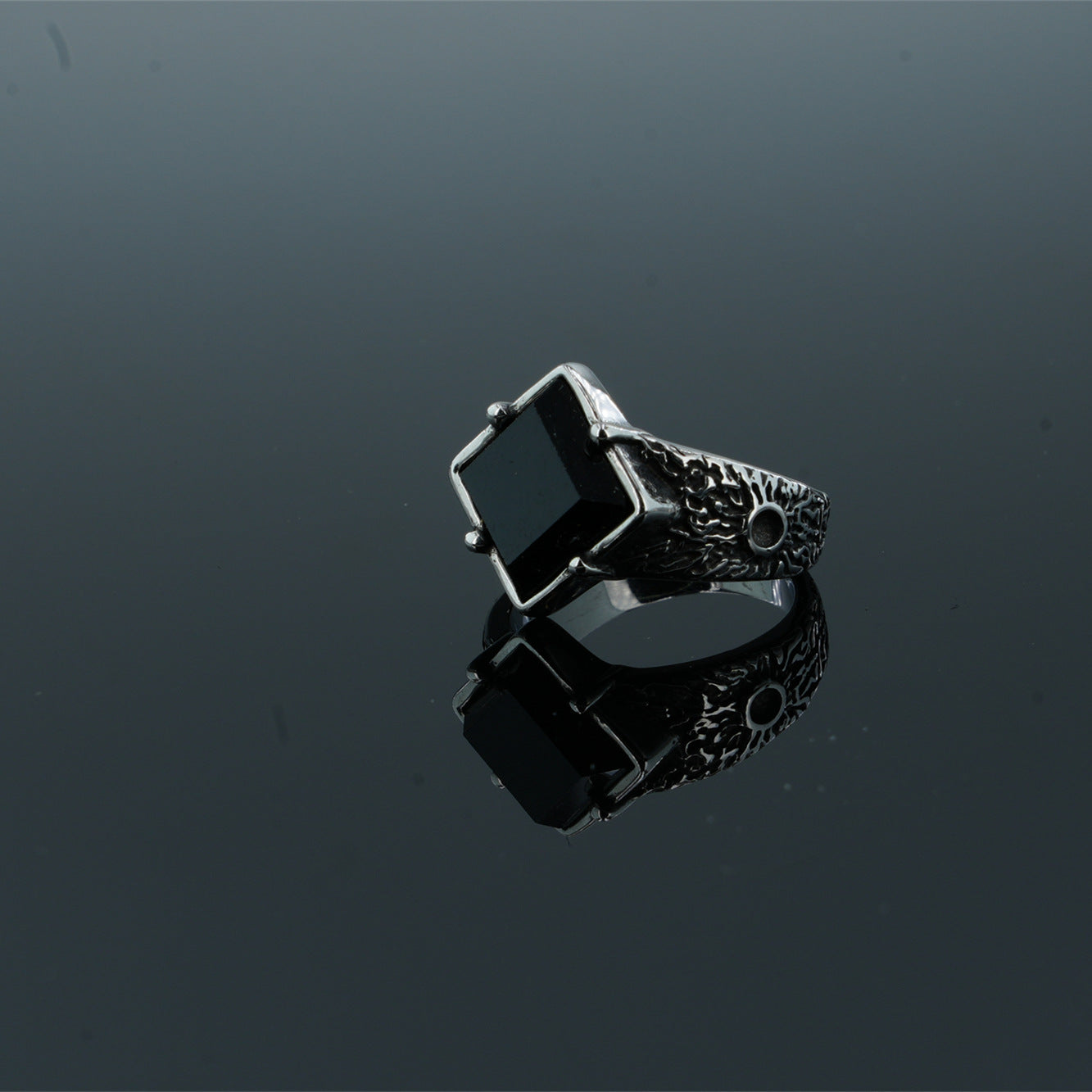 Stainless Steel Agate Diamond Ring Men's Red Agate Green Agate Ring Simple Personality  Fashion Rings - view 4