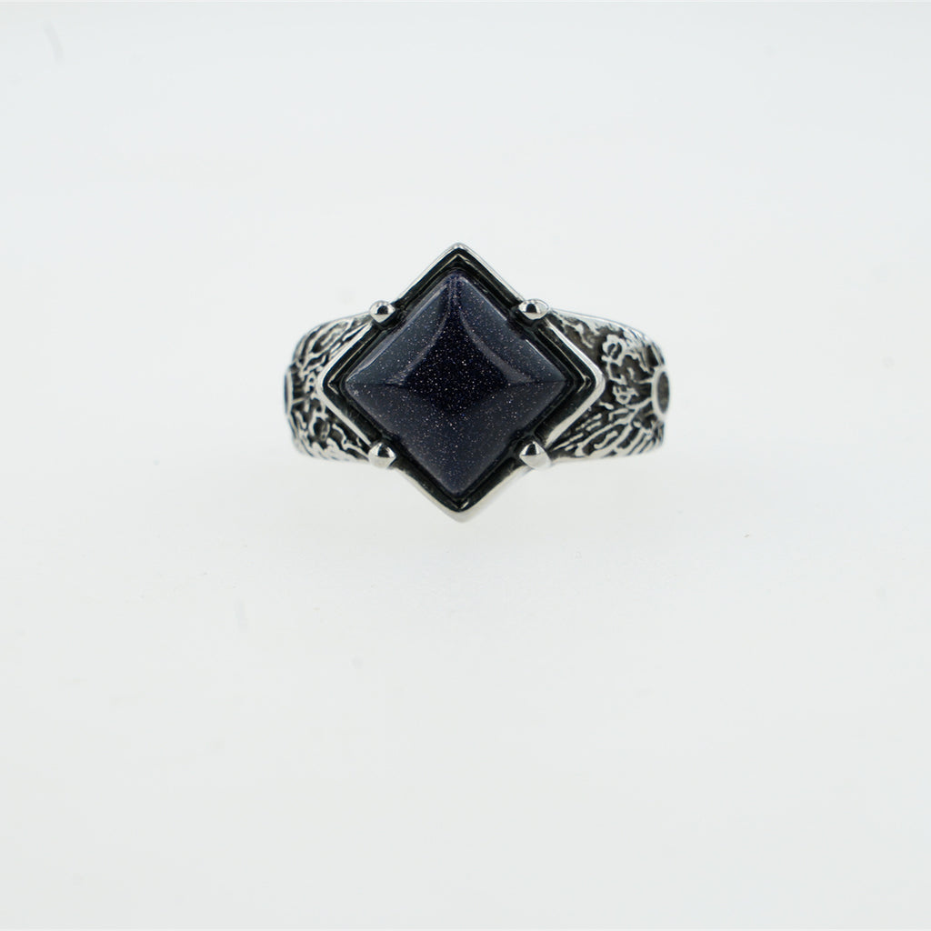 Stainless Steel Agate Diamond Ring Men's Red Agate Green Agate Ring Simple Personality  Fashion Rings - view 5