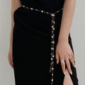 Pearl Belt Women's Dress Accessories Multifunctional Decorative Chain Jewelry Simple Metal Bowknot - front view