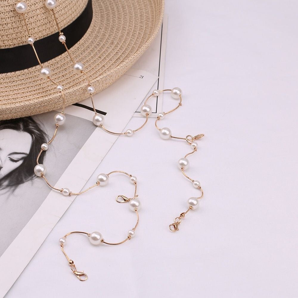 Pearl Belt Women's Dress Accessories Multifunctional Decorative Chain Jewelry Simple Metal Bowknot - view 3