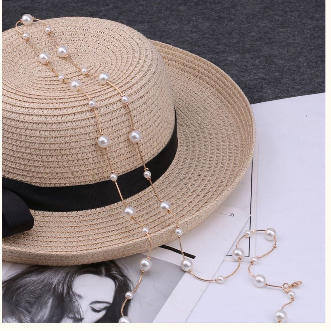 Pearl Belt Women's Dress Accessories Multifunctional Decorative Chain Jewelry Simple Metal Bowknot - view 4