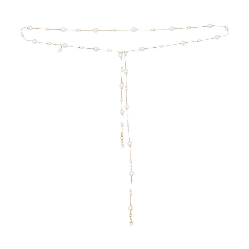 Pearl Belt Women's Dress Accessories Multifunctional Decorative Chain Jewelry Simple Metal Bowknot - view 5