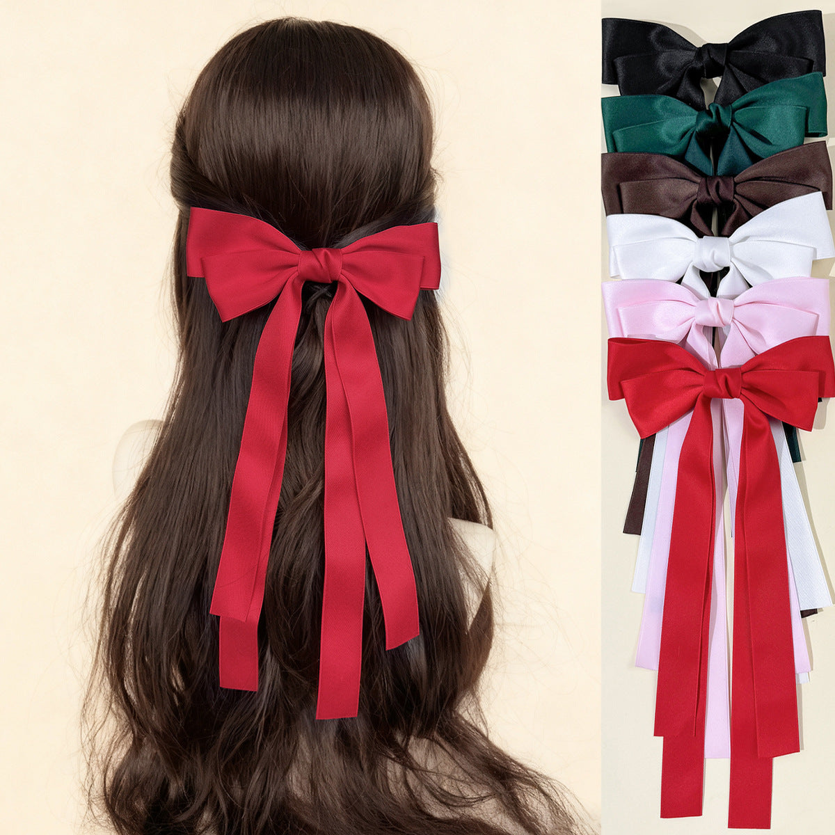 Satin Bow Hair Clip Women's Top Clip Hair Accessory - front view