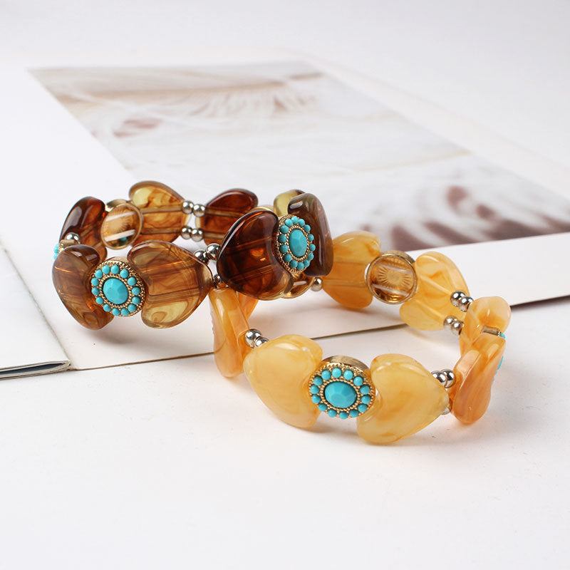 Simple Acrylic Bead Amber Bracelet For Women Elastic Colorful Bracelet  Women's Bracelet Jewelry Accessories - front view