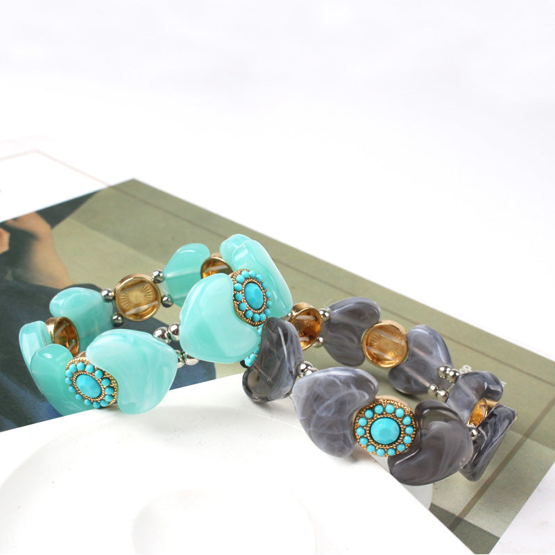 Simple Acrylic Bead Amber Bracelet For Women Elastic Colorful Bracelet  Women's Bracelet Jewelry Accessories - view 4
