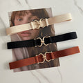 Elastic Buckle Waist Cincher For Women's Dresses Simple Decorative Slim Belt Multifunctional Accessory - front view